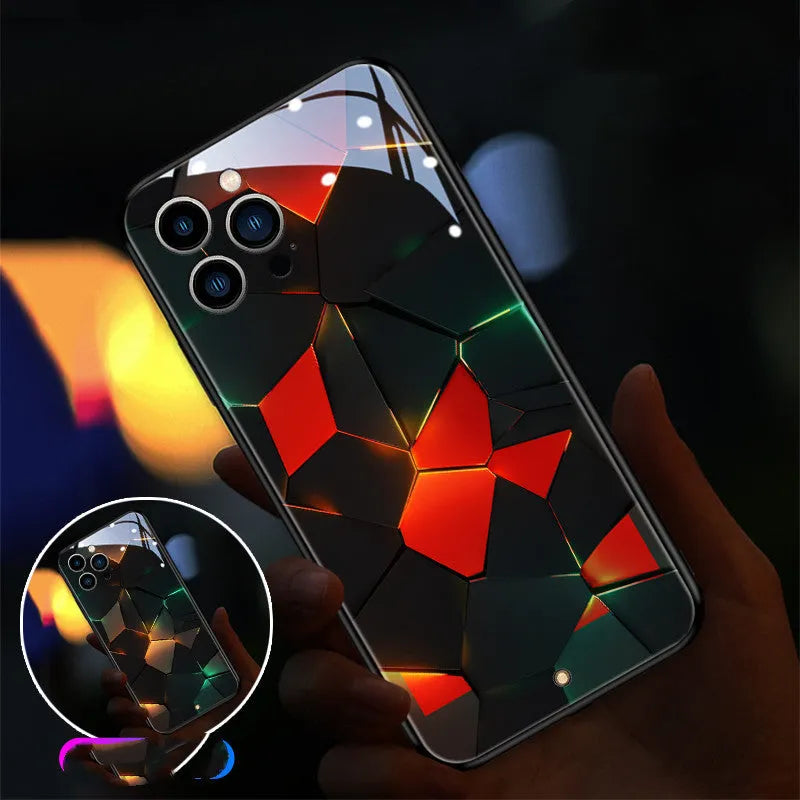 Xpress 14 tempered glass mobile phone case with a light-up notification feature for iPhone.