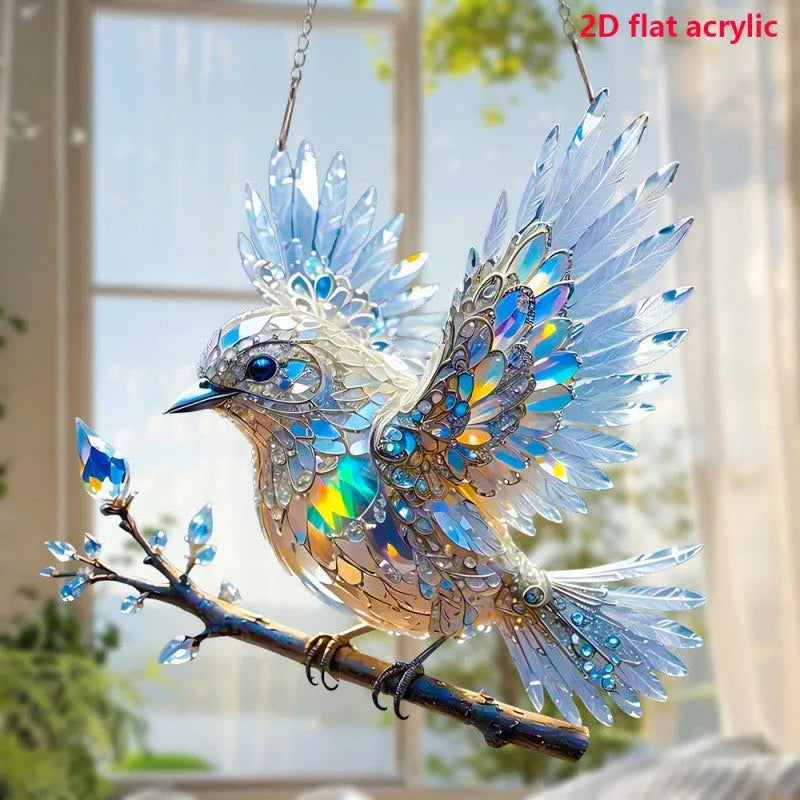 Acrylic bird pendant ornament with cartoon design for living room or courtyard decoration
