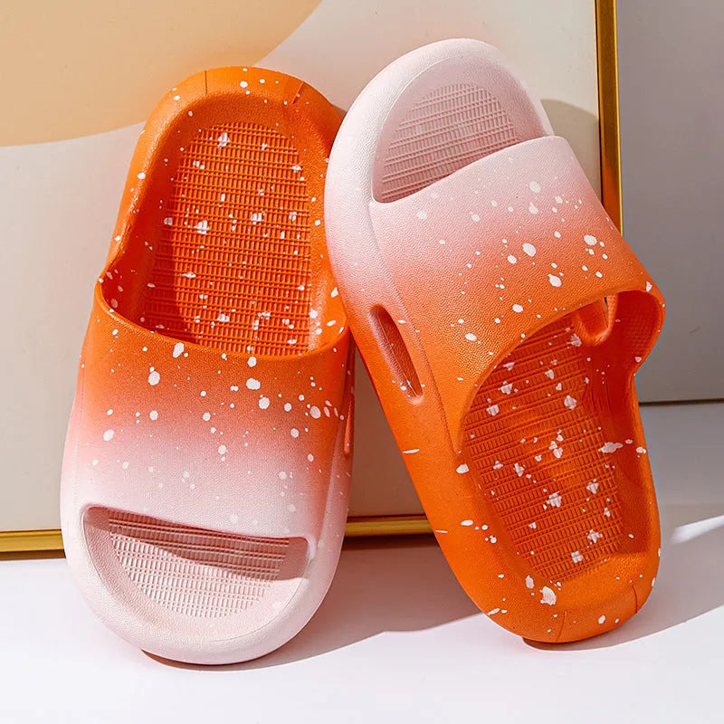 Children's gradient colour PVC summer slippers with non-slip soles in various sizes