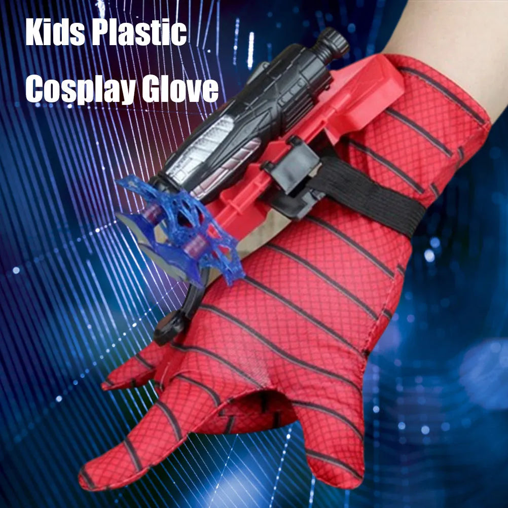 Plastic spider launcher wrist transmitter toy in green with one-size-fits-all fit and glove option