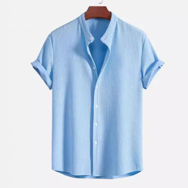 Men's loose fit short sleeve casual shirt in various colours showing summer wear option