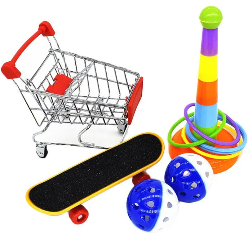 Parrot nibble training interactive tool 5-piece sliding ball set made from metal and plastic