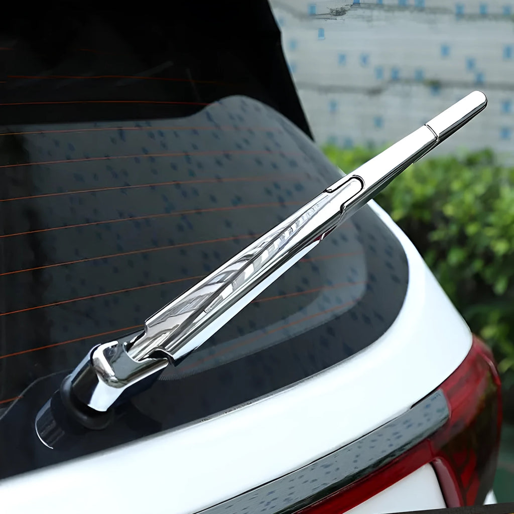 Four silvery ABS plastic rear window wiper trim pieces for 2010 Hyundai vehicles