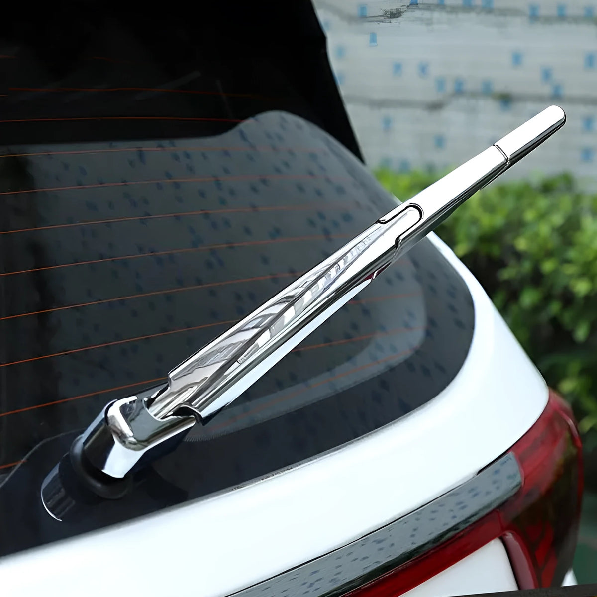 Four silvery ABS plastic rear window wiper trim pieces for 2010 Hyundai vehicles