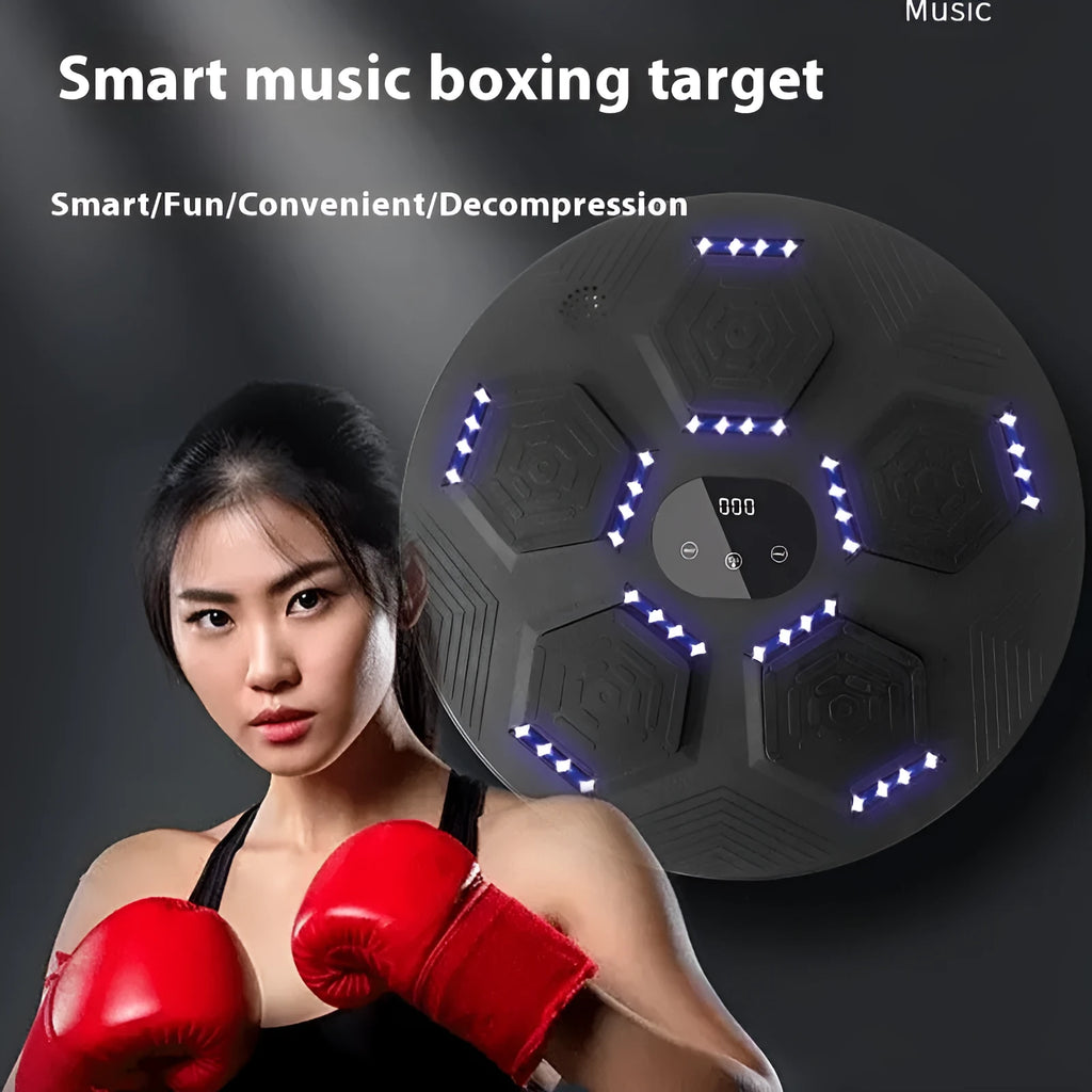 Black hanging boxing reaction target with smart music system for home fitness training