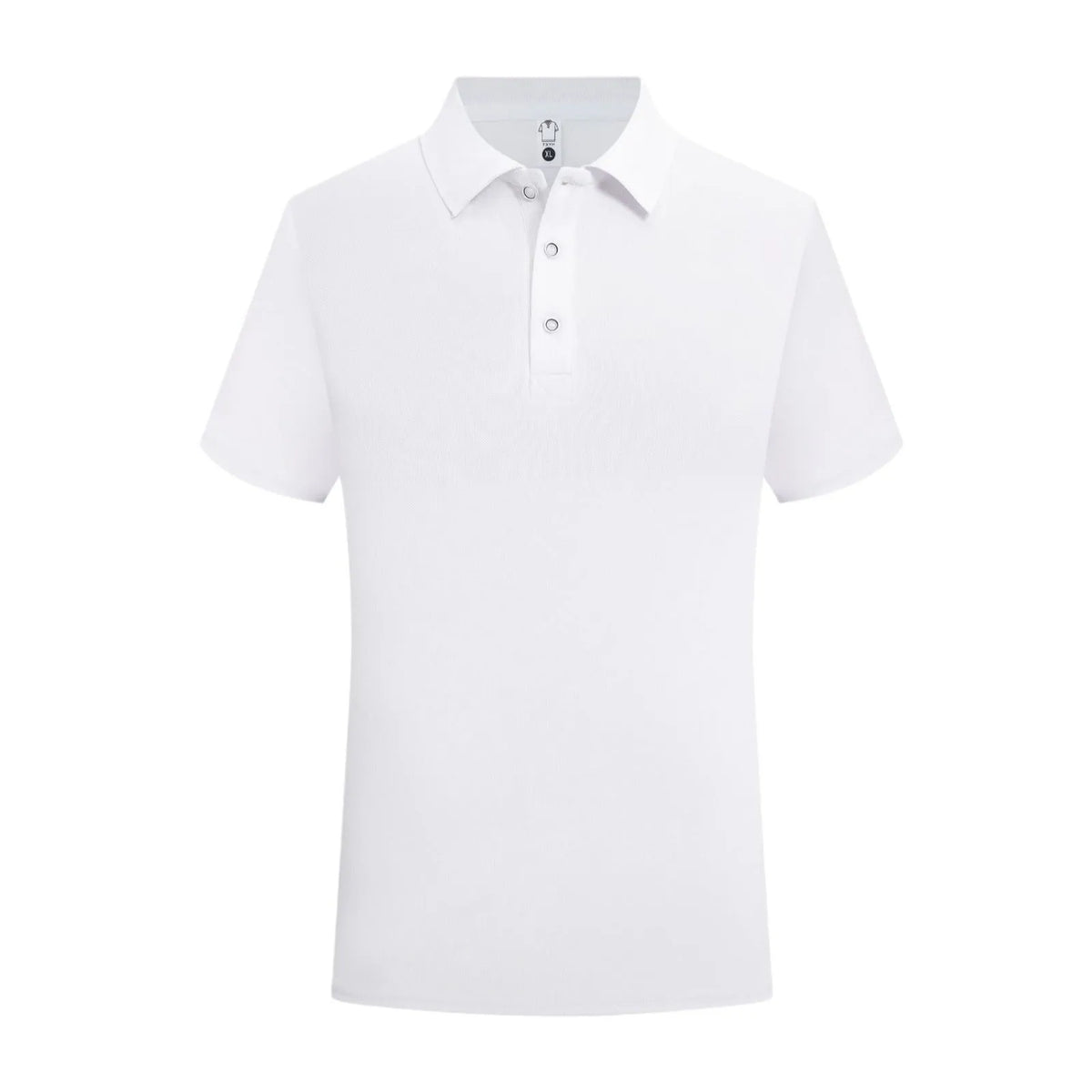 Plain cotton short-sleeved work shirt on a hanger, shown in a light blue colour.