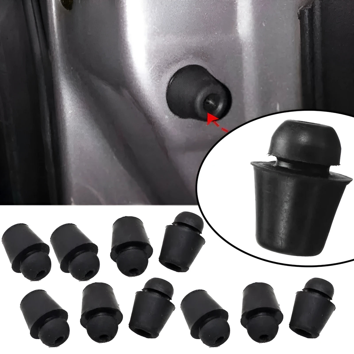 10-piece automobile buckle rubber buffers in X16 colour for machine cover and trunk shock absorption