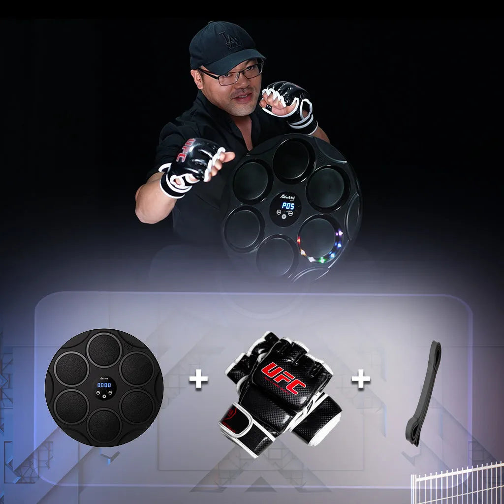 Smart Bluetooth boxing target with coloured LED lights hanging for fitness training