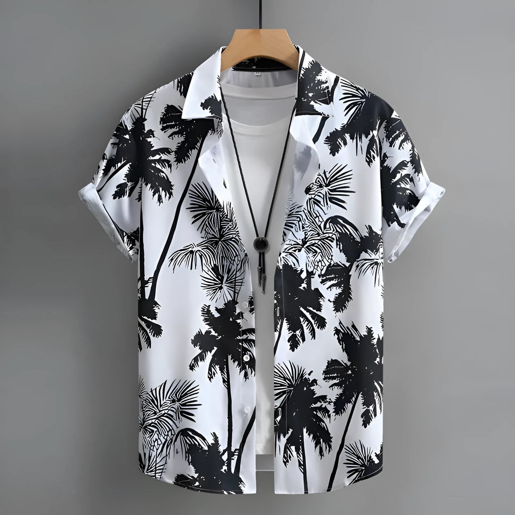 Men's Hawaiian shirt with 3D printed pattern in regular fit cardigan style