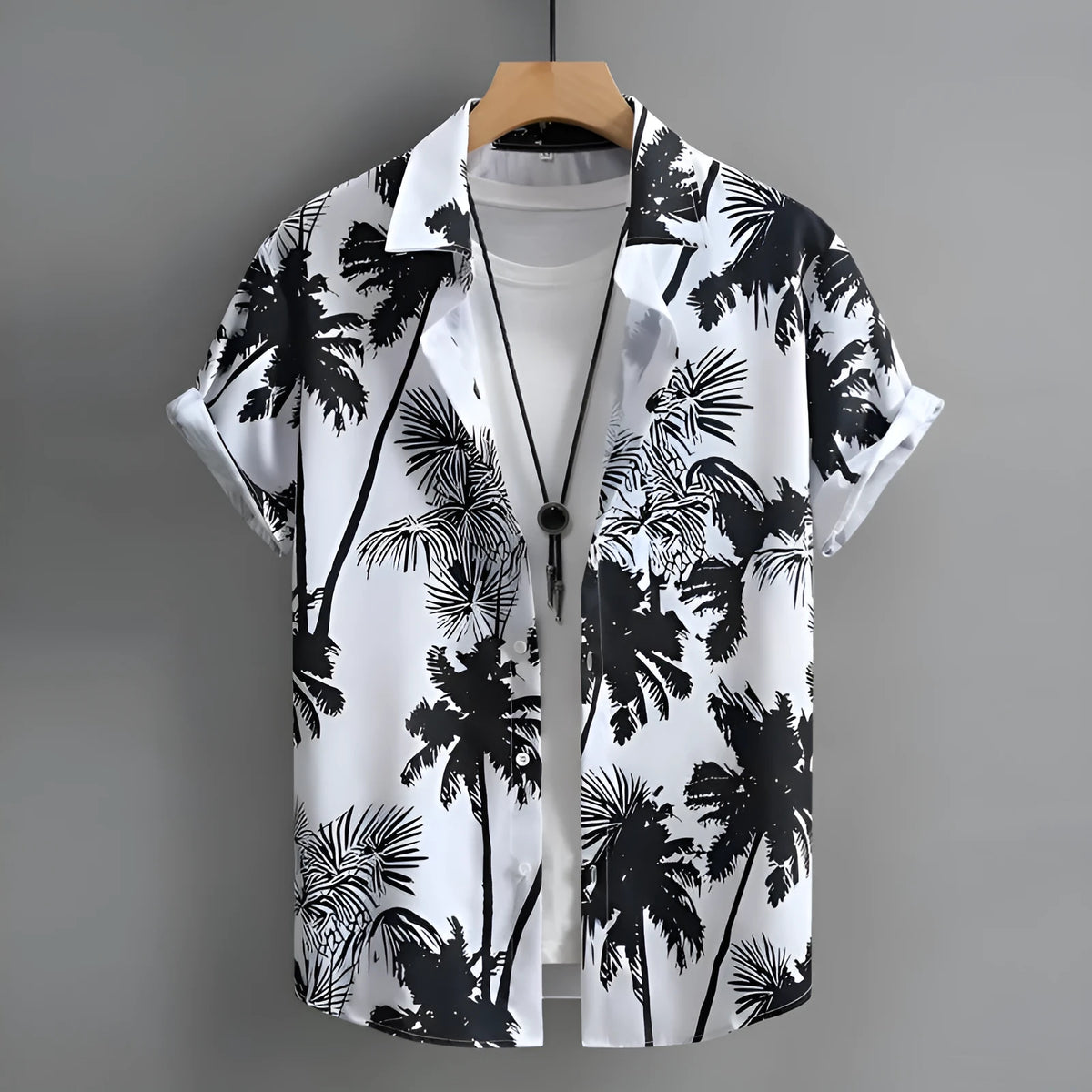 Men's Hawaiian shirt with 3D printed pattern in regular fit cardigan style