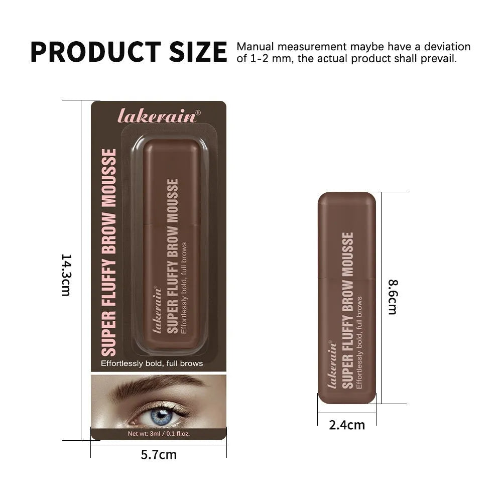 Eyebrow cream mousse tube with six shade options for brow definition