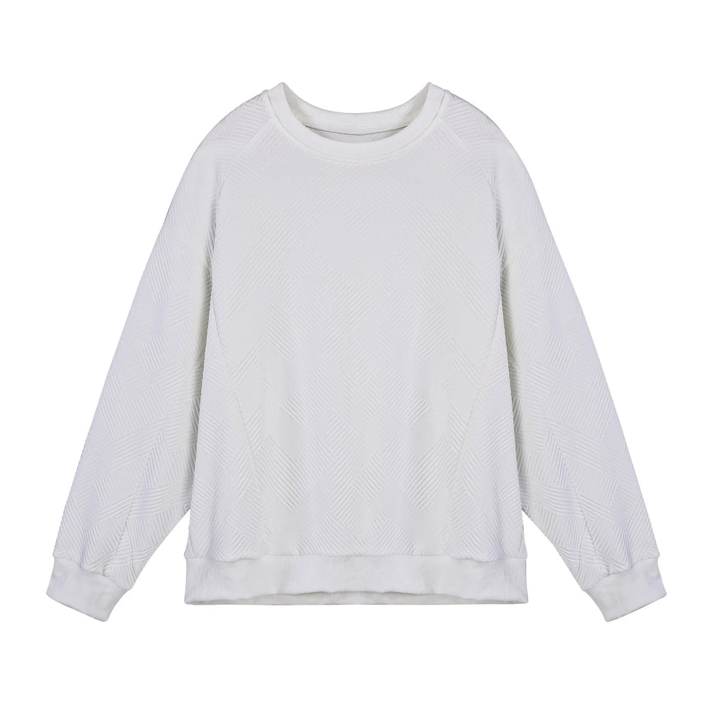 Men's twill jacquard long-sleeved pullover sweater in army green colour with round neck collar