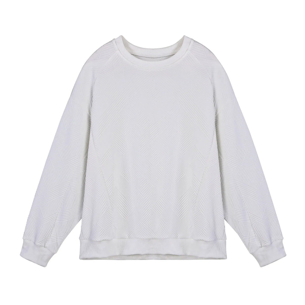 Men's twill jacquard long-sleeved pullover sweater in army green colour with round neck collar