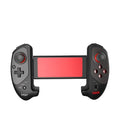 Red telescopic gamepad controller extended to hold a mobile phone with Bluetooth and USB connectivity options
