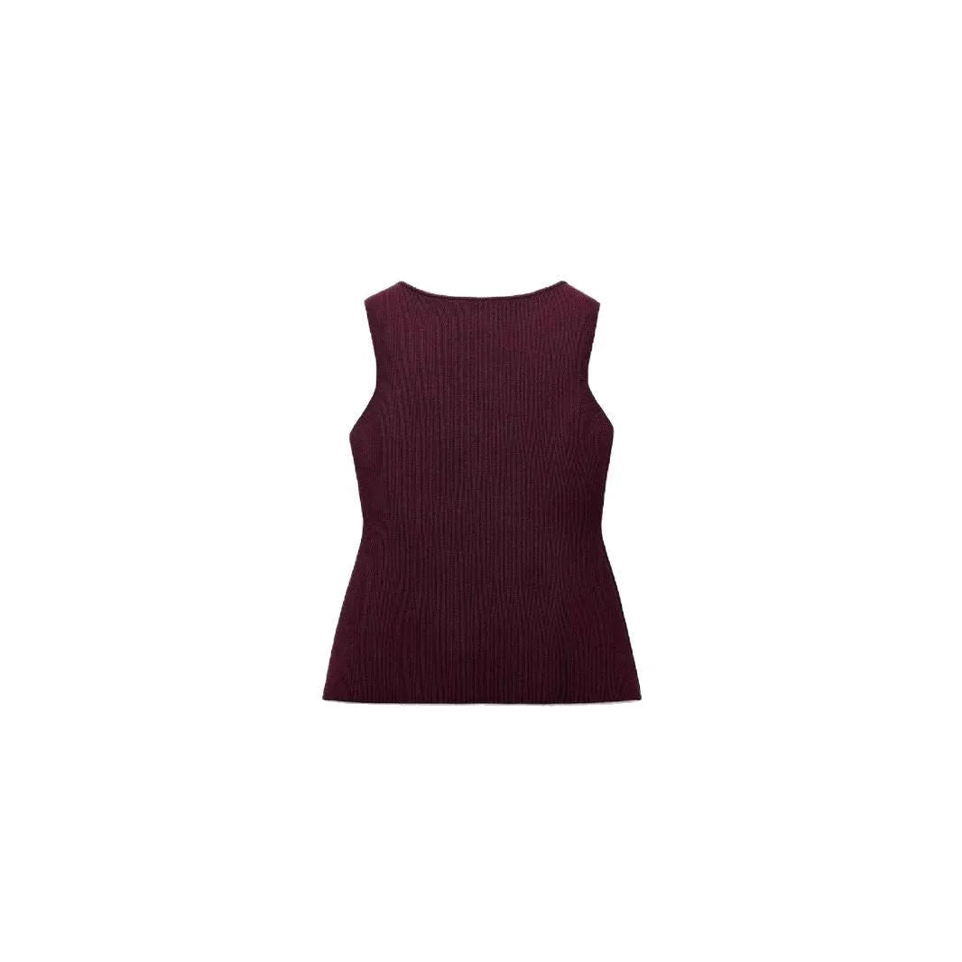 Women's slim fit sleeveless cardigan vest with 3D pattern in viscose fibre fabric