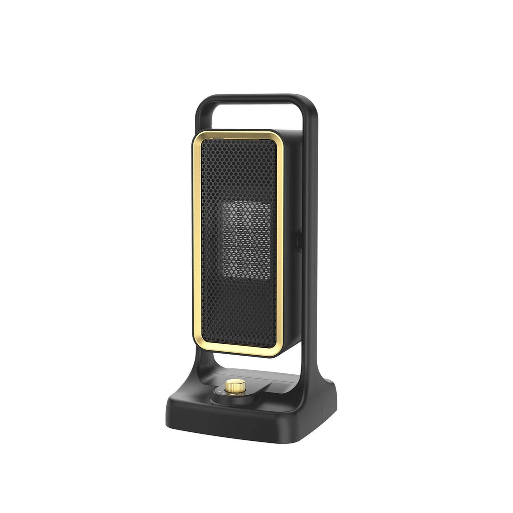 Black PTC ceramic desktop heater with knob control for UK power sockets