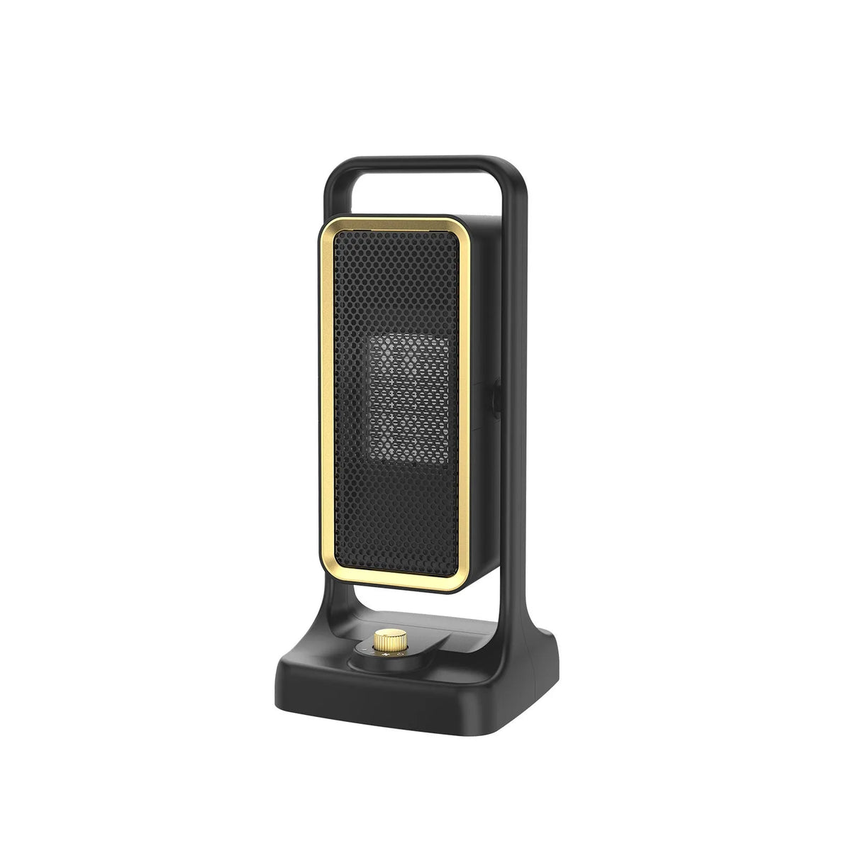 Black PTC ceramic desktop heater with knob control for UK power sockets