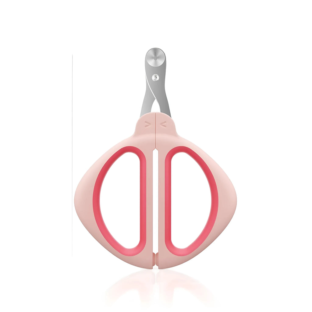Blue cat nail clipper with a round positioning hole and non-slip handle on a white background.