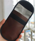 Black microfiber Faraday cage bag for car key signal blocking measuring 13.5 by 9.5 centimetres