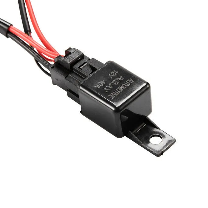 Black off road LED spotlight wiring harness with switch for light bar installation