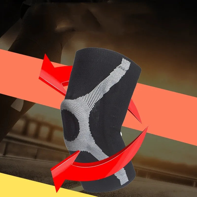 Grey and red silicone non-slip sports kneecaps for running and climbing.