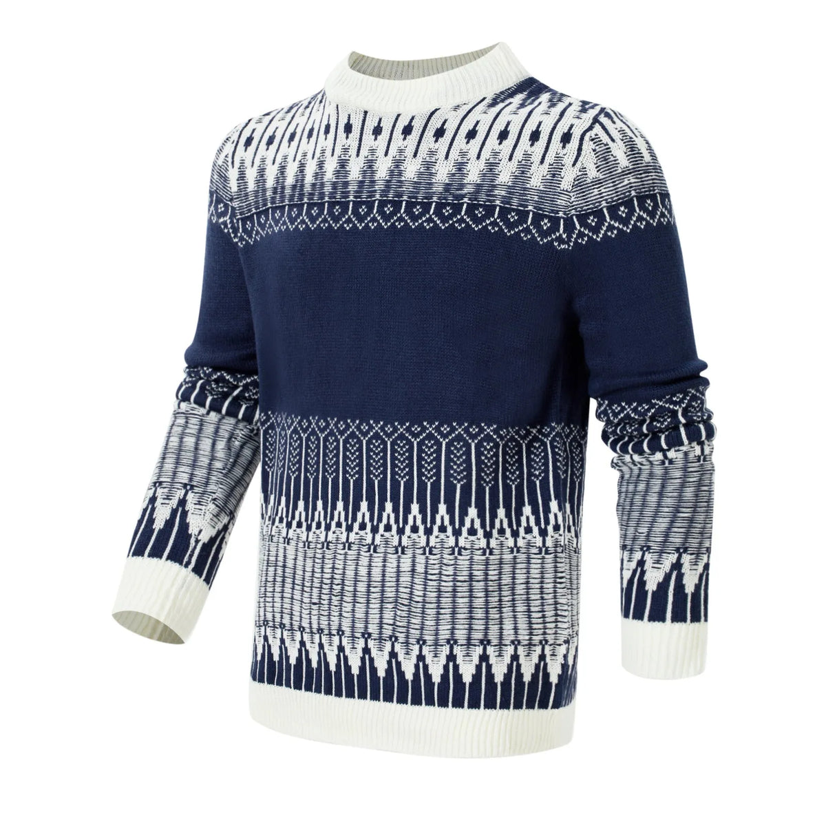 Men's knitted wool blend sweater in long sleeve pullover design for autumn winter