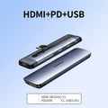 USB-C docking station adapter with multiple ports including HDMI, USB 3.0, and network interface on 0.09m cable