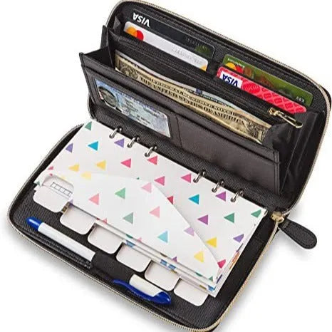 PU leather anti-theft wallet with RFID blocking and concealed zip closure in seven colour options