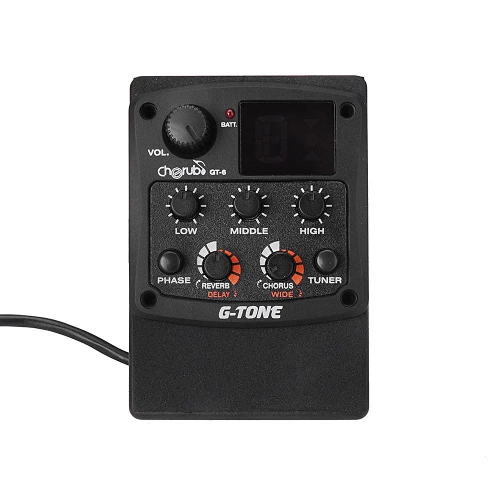 Cherub GT-6 black acoustic guitar EQ equalizer and pickup unit for soundhole mounting
