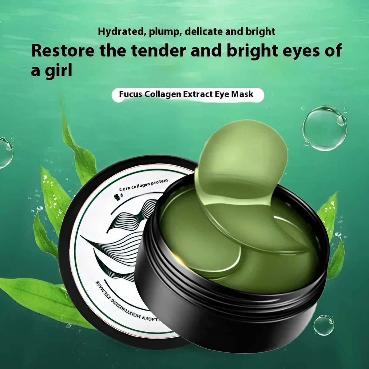 Green seaweed extract eye mask set with 60 individual hyaluronic acid patches