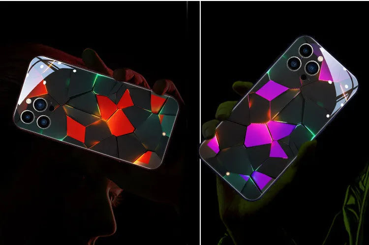 Xpress 14 tempered glass mobile phone case with a light-up notification feature for iPhone.