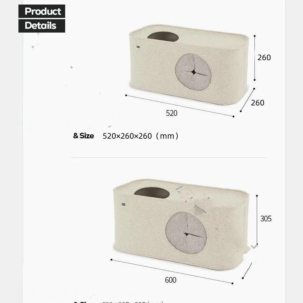 Foldable grey felt cat nest bed shown in a home setting, with a cat resting inside.