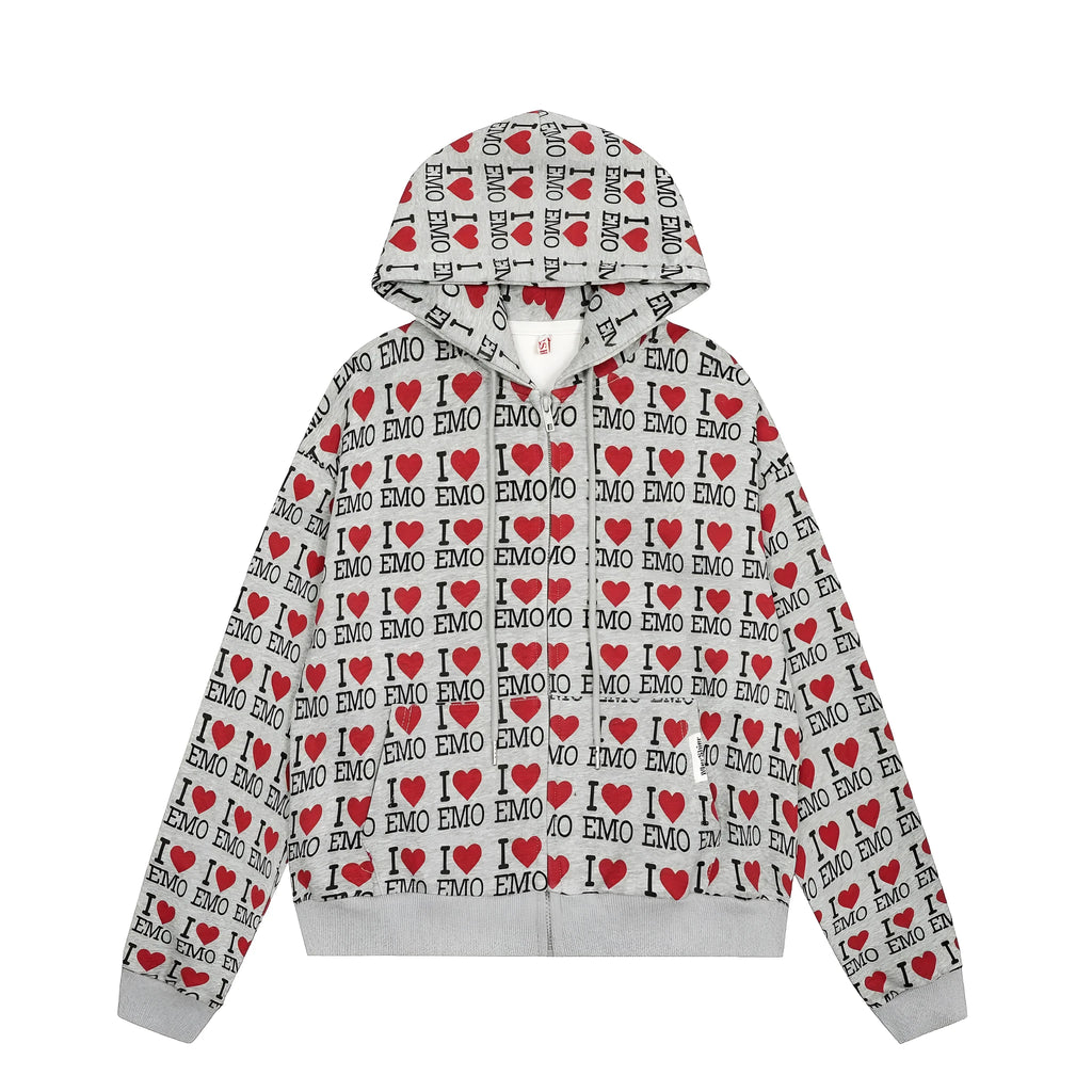 Women's melange grey cotton cardigan sweater with long sleeves on a hanger.