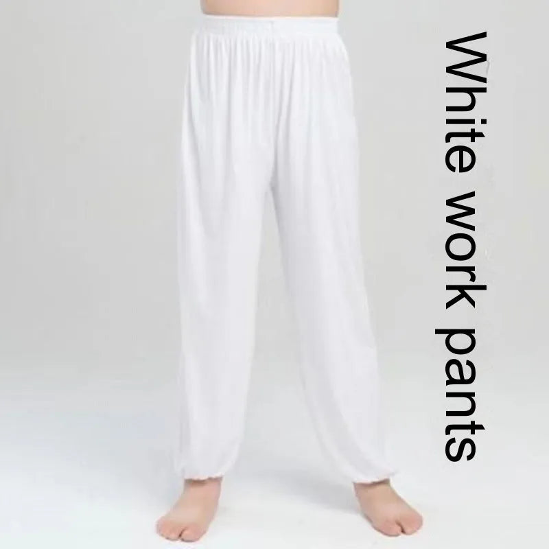 Children's high-elasticity Sanda practice pants in Lycra fabric available in black, red, or white colours