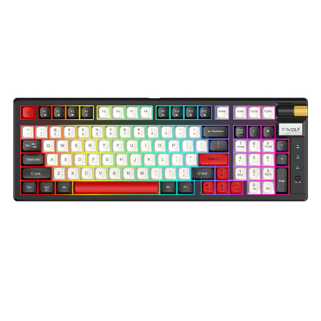 Bluetooth charging mechanical keyboard in Blue Orange or black and red, ABS, 404x172x37.5mm, with USB receiver and cable