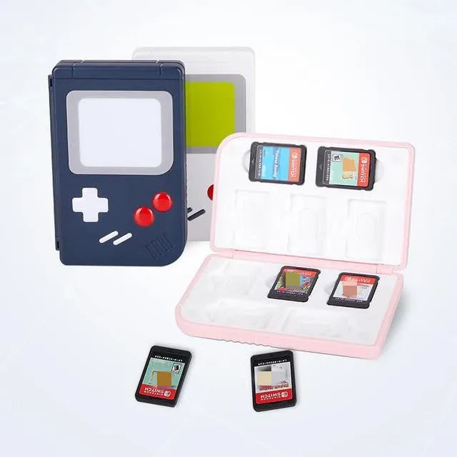 Compact Nintendo Switch game card storage case in blue colour, suitable for OLED and LITE models