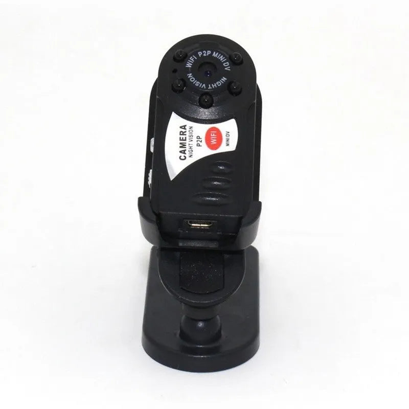 Black WiFi remote surveillance camera with LCD screen showing 16x optical zoom capability