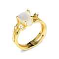 S925 sterling silver irregular triangle moonstone ring in rose gold, white gold, or yellow gold colour plating.
