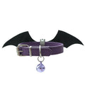 Small black patent leather collar with devil wings and bell accessory