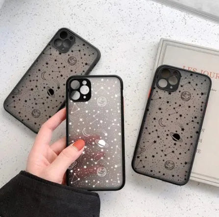 Star pattern iPhone case with raised camera ridge for eye care, compatible with iPhone XR, XS Max, 11, 12, 13 models