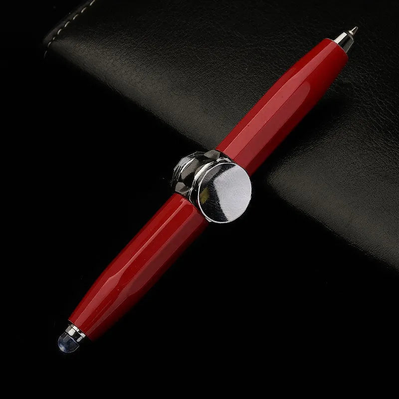 10.5cm metal gyro ballpoint pen with LED light and spinning mechanism for stress relief