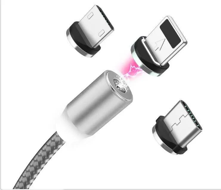 1 metre magnetic LED charging cable with cotton yarn weaving and aluminium shell for Apple iPhone compatibility