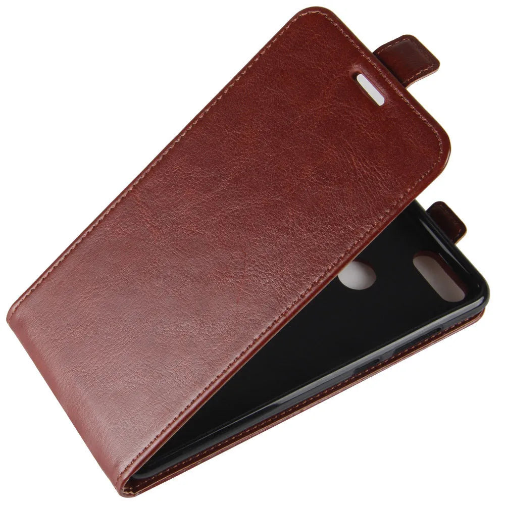Honor 7X leather wallet phone case with card slots showing textured crazy horse pattern in multiple colour options