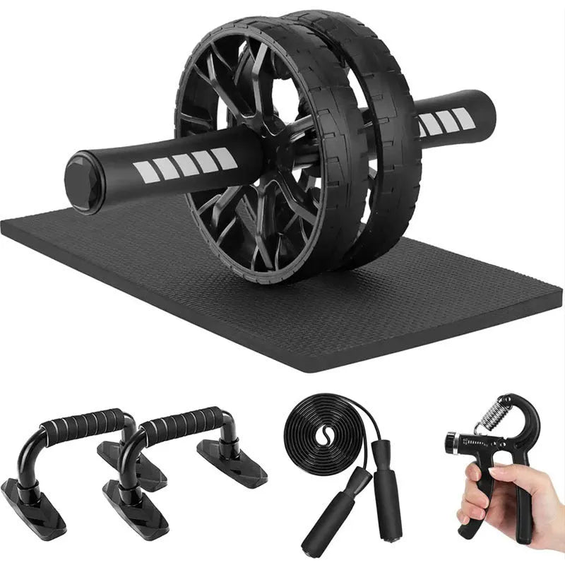 Indoor push-up bracket fitness set with abdominal wheels in multiple colour options