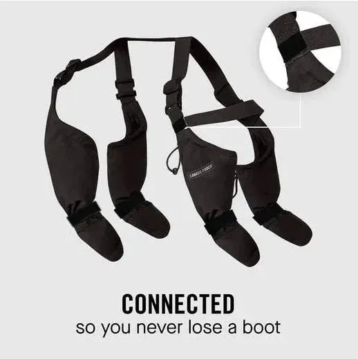 Black waterproof dog shoes with non-slip soles in six sizes for paw protection
