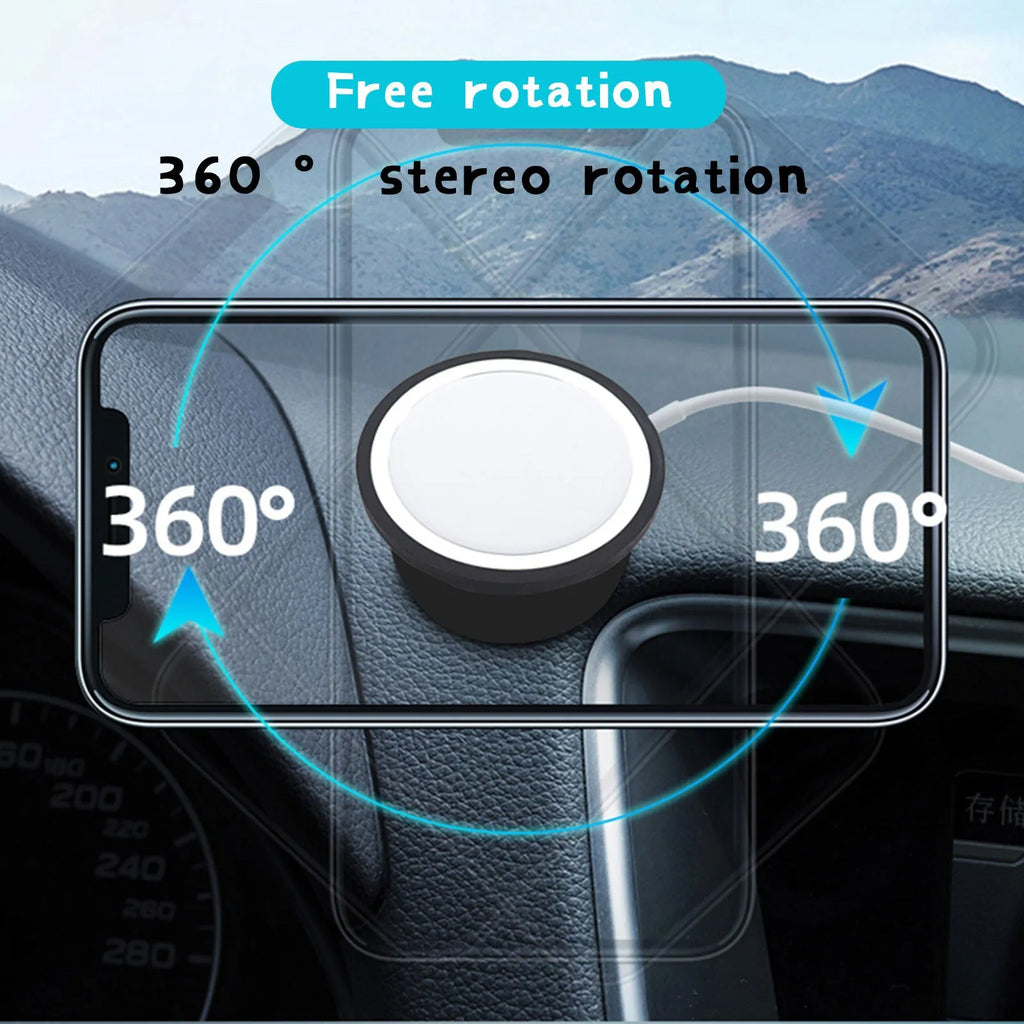 Black car magnetic mobile phone holder with plastic construction and snap-in design