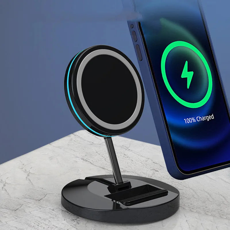 Magsafe compatible 3-in-1 folding wireless charging stand for iPhone 12 with magnetic attachment