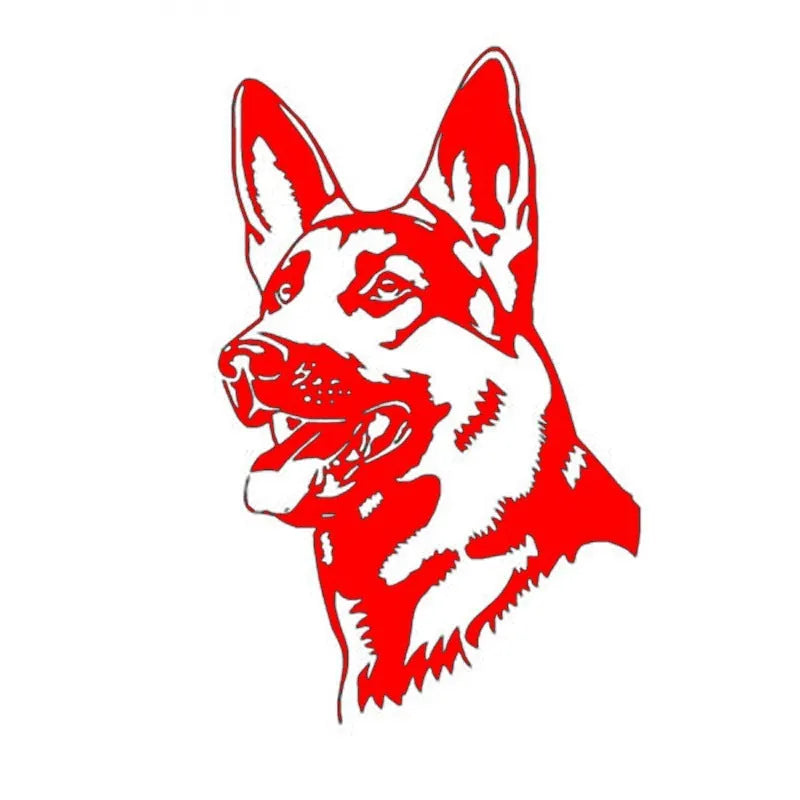 Reflective Alsatian German Shepherd dog pattern car bumper sticker, 13cm by 8cm.