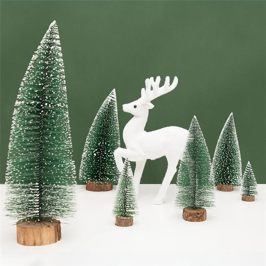 Christmas pine needle tree decoration in green and white, available in 10 cm to 30 cm heights