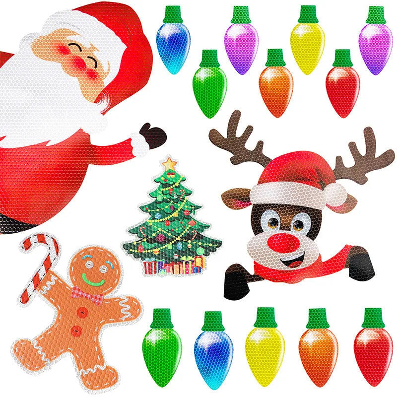 Magnetic Christmas light bulb reflective paste set showing bulbs and wire strips